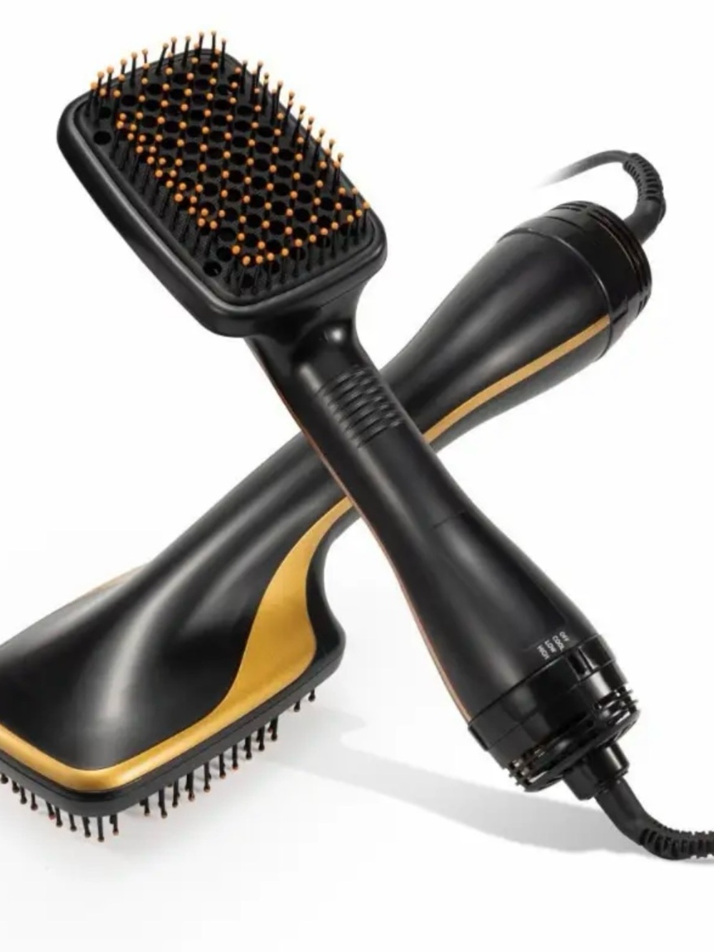 Black and Gold Heated blow dry Straightening Brush